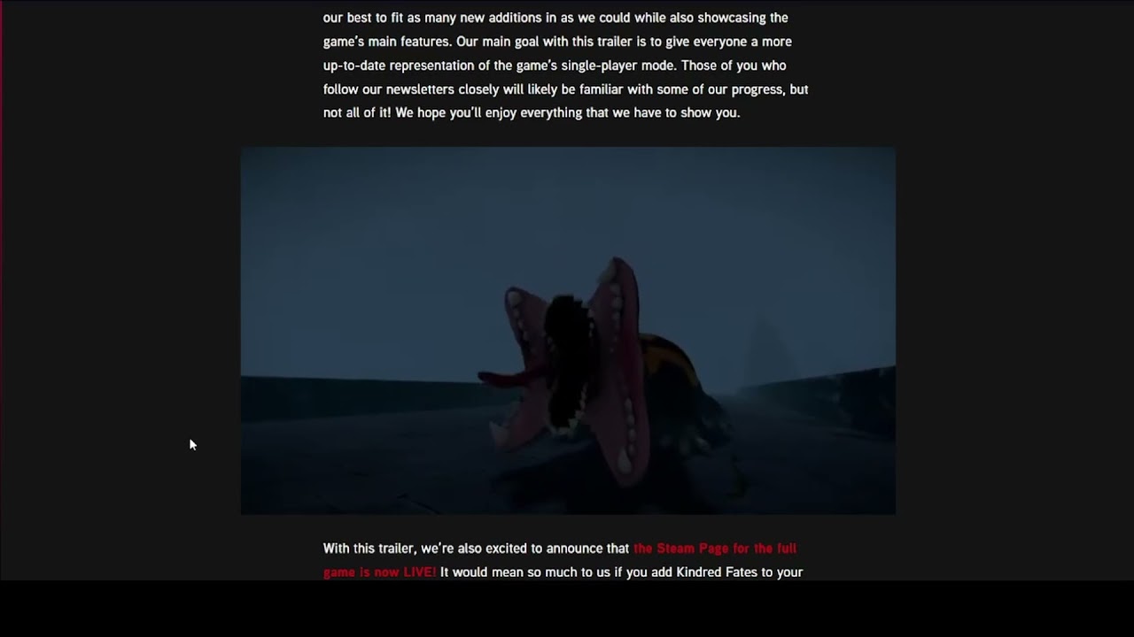 Kindred Fates Community Newsletter December 30th: NEW SINGLE PLAYER TRAILER!