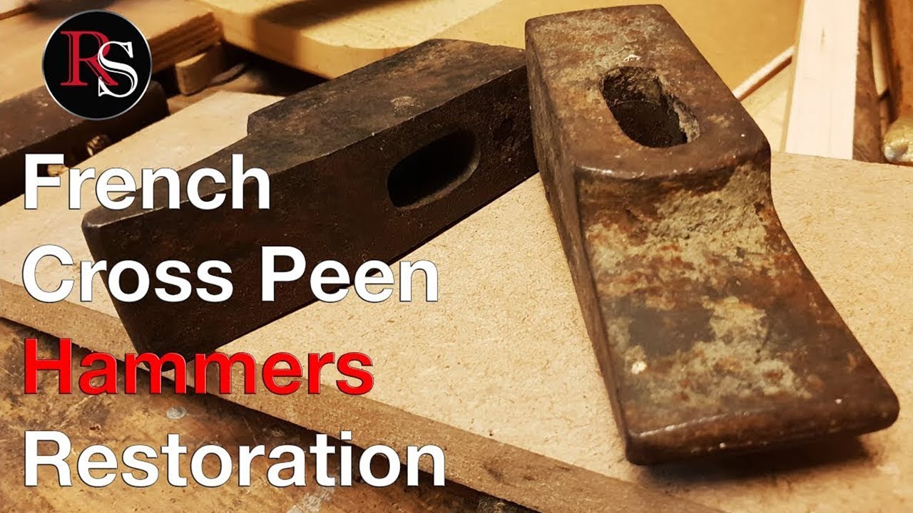 Two French Cross Peen Hammers Restoration - Old Rusty Hammer Restoration