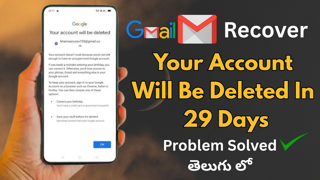 Your Account Will Be Deleted In 29 days Gmail Problem (In Telugu 2026) | Gmail Account Recovery 