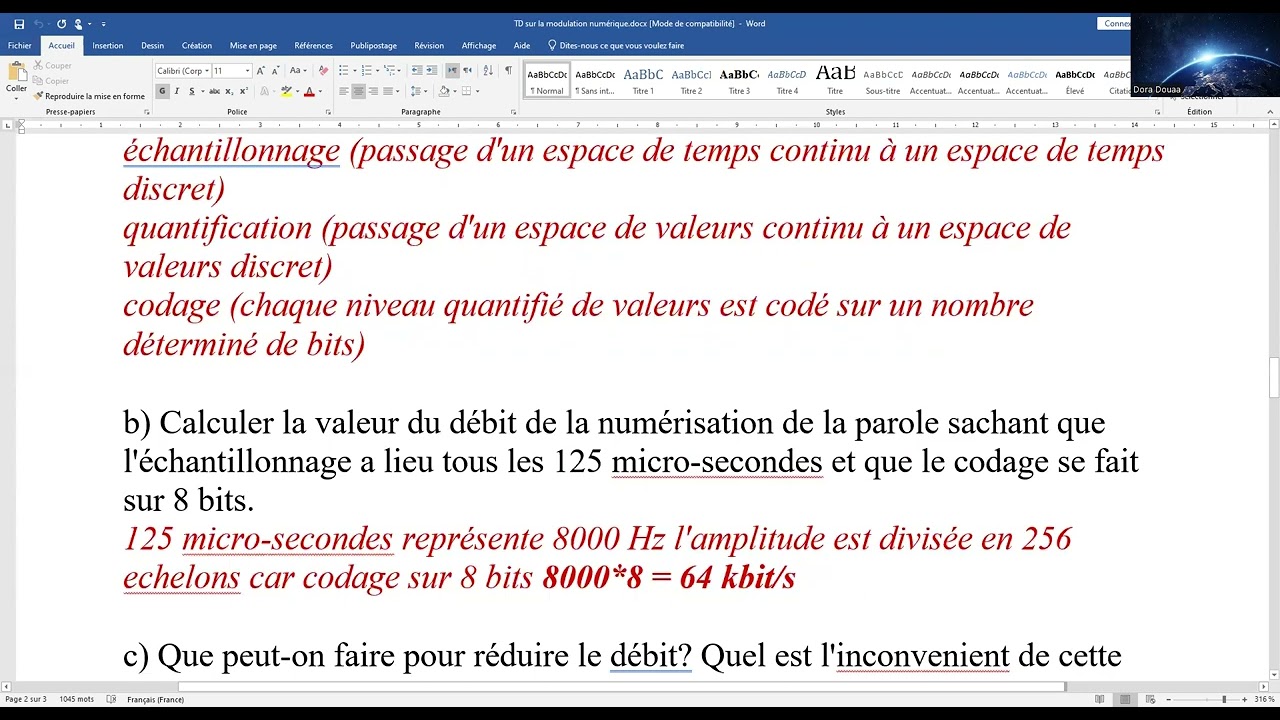 Solution de 9exercices sur la modulation numérique: Débit binaire, rapidité de modulation&la valence