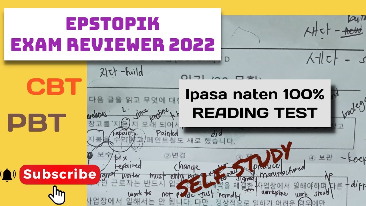 POEA EPS TOPIK EXAM REVIEWER 2022| ACTUAL TESTPAPER READING TEST FOR CBT PBT KLT18 SELFSTUDY