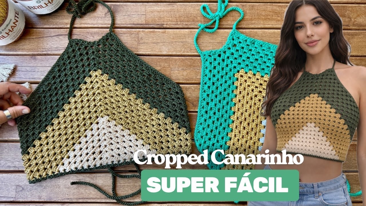 Top Cropped em Croch&ecirc; | Top Canarinho 🇧🇷 Lindo e F&aacute;cil | Passo a Passo Completo 