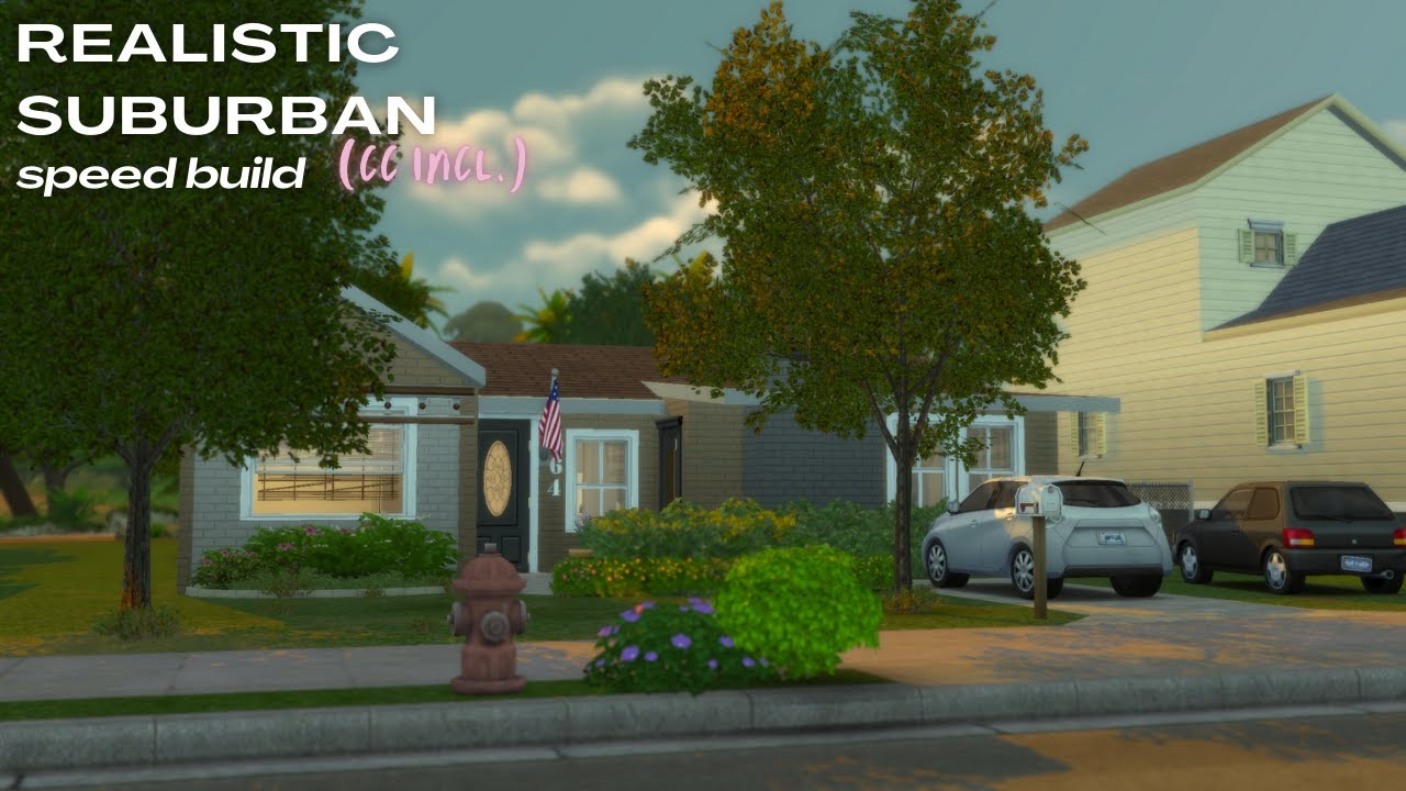 cc realistic suburban home | 964 courtyard lane | speed build | sims 4 | cc build |