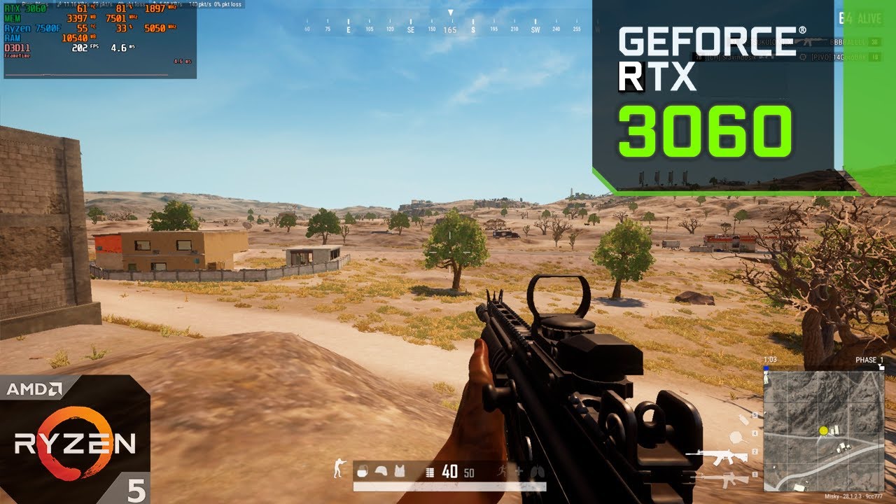 PUBG : RTX 3060 12GB + Ryzen 7500F : 1080p Low Settings