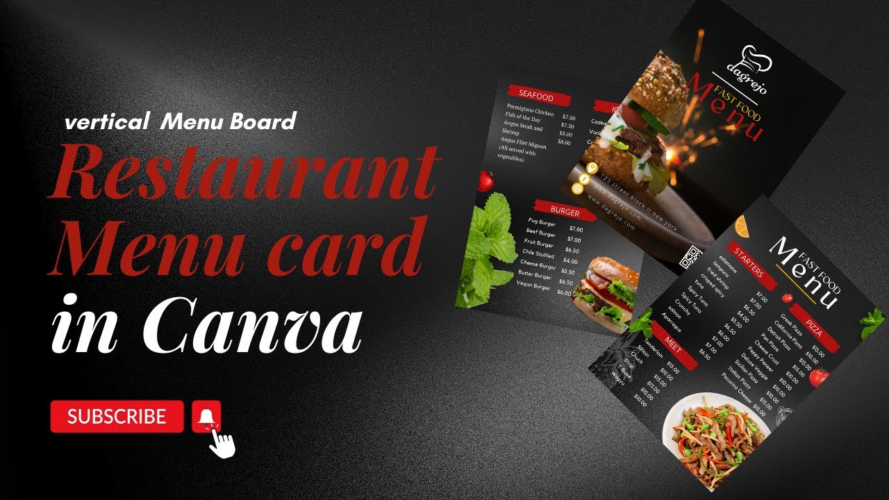 Restaurant menu card in Canva | Canva tutorial