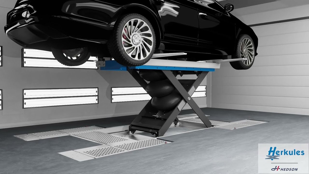 Herkules AirgoMatic Pro 3513 DUO 14 - eingebaute pneumatische Hebebühne für Karo-Lack-Werkstatt