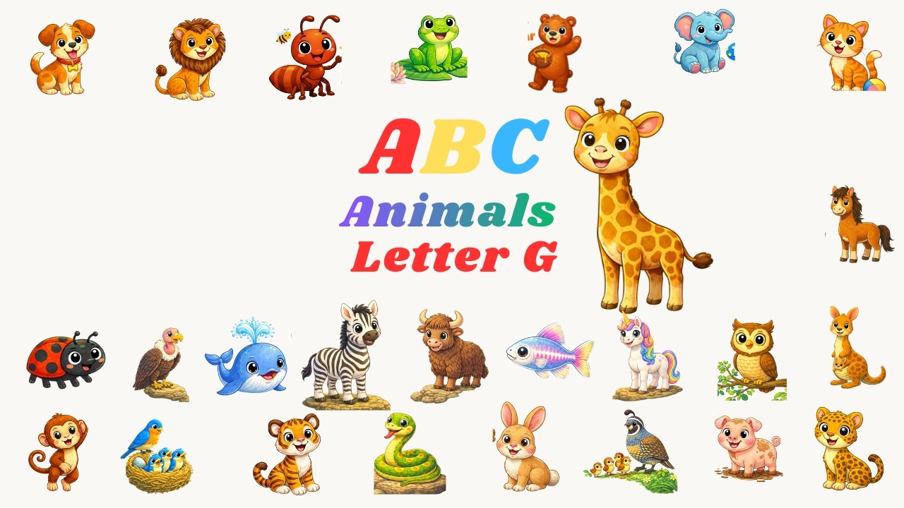 Животные зоопарка ABC, стр. 19. Буква G означает жираф | Детская песенка для детей | Kid TV 365