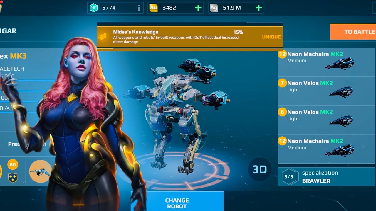 Rex Machaira 15% extra damage with legendary Pilot | War Robots Gameplay 