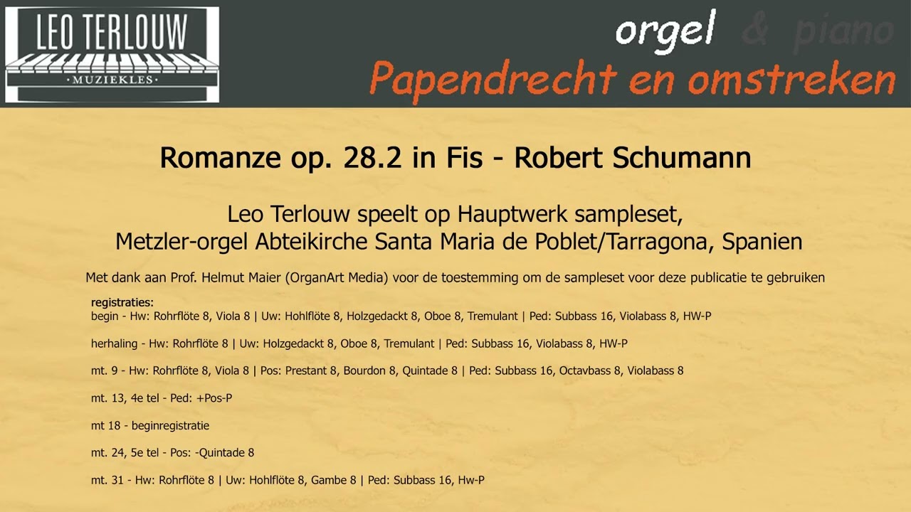 Leo Terlouw speelt Romanze op. 28.2 in Fis - Robert Schumann