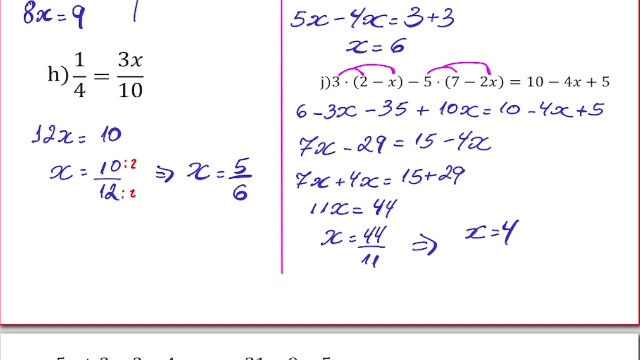 Matemática Básica_ Ex. 11_Resolver as seguintes equações do 1º Grau: