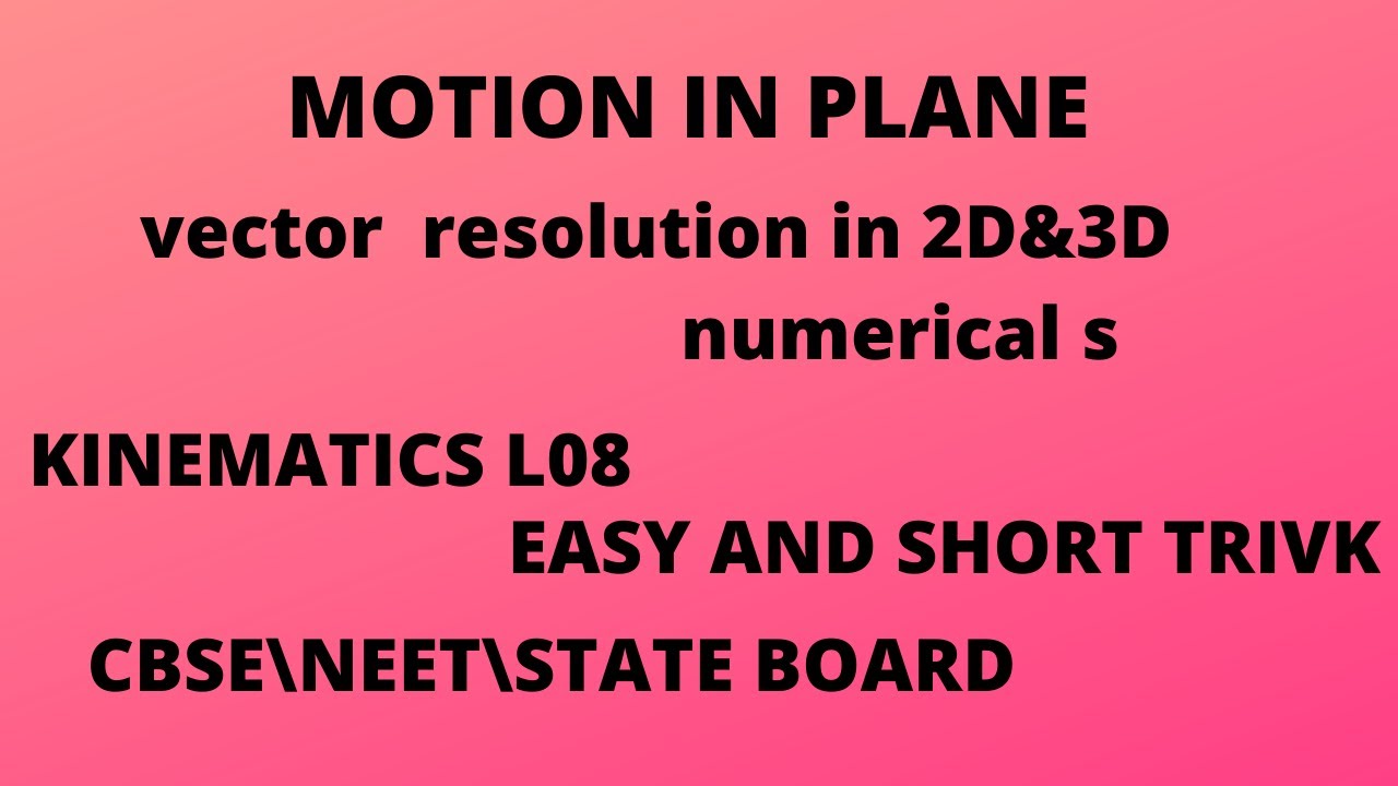 resolution of vector in 2Dand 3D | numerical problem | motion in plane | L08 |kinematics|mspatheriya