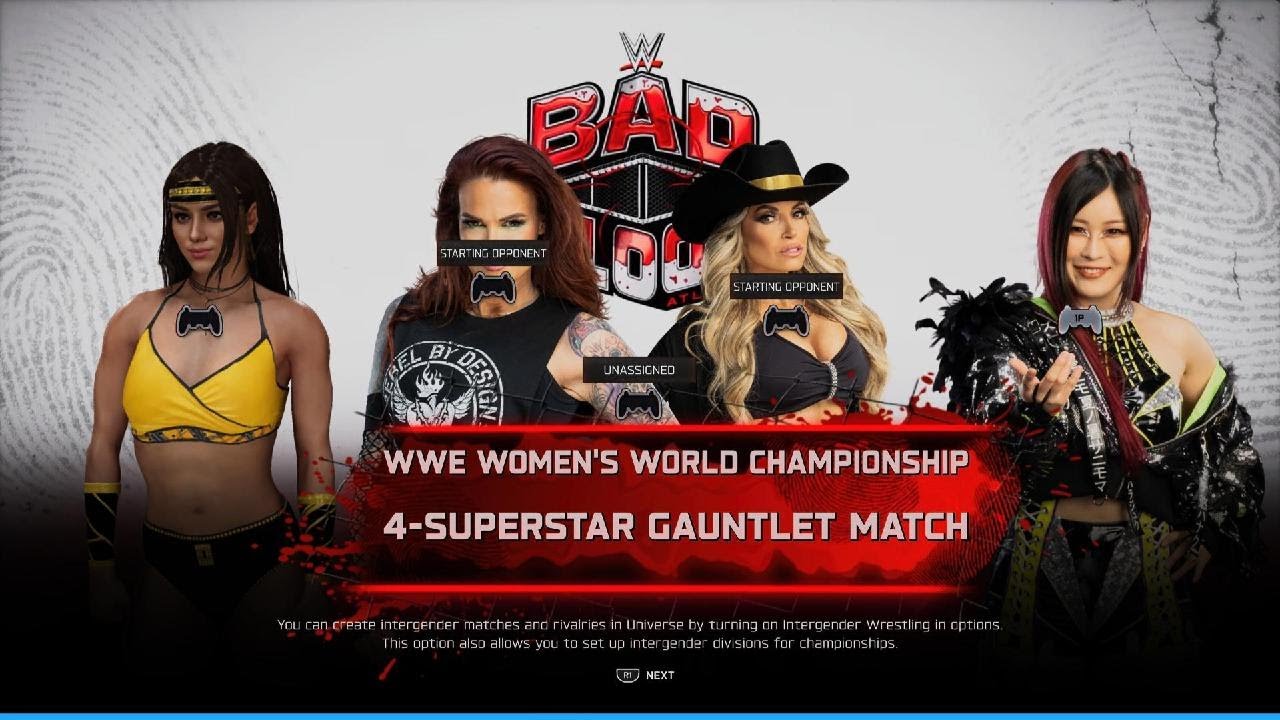 WWE 2K25 LJ vs Trish Stratus Vs Lita Vs Iyo Sky - Gauntlet Match for Women's World Title - Bad Blood