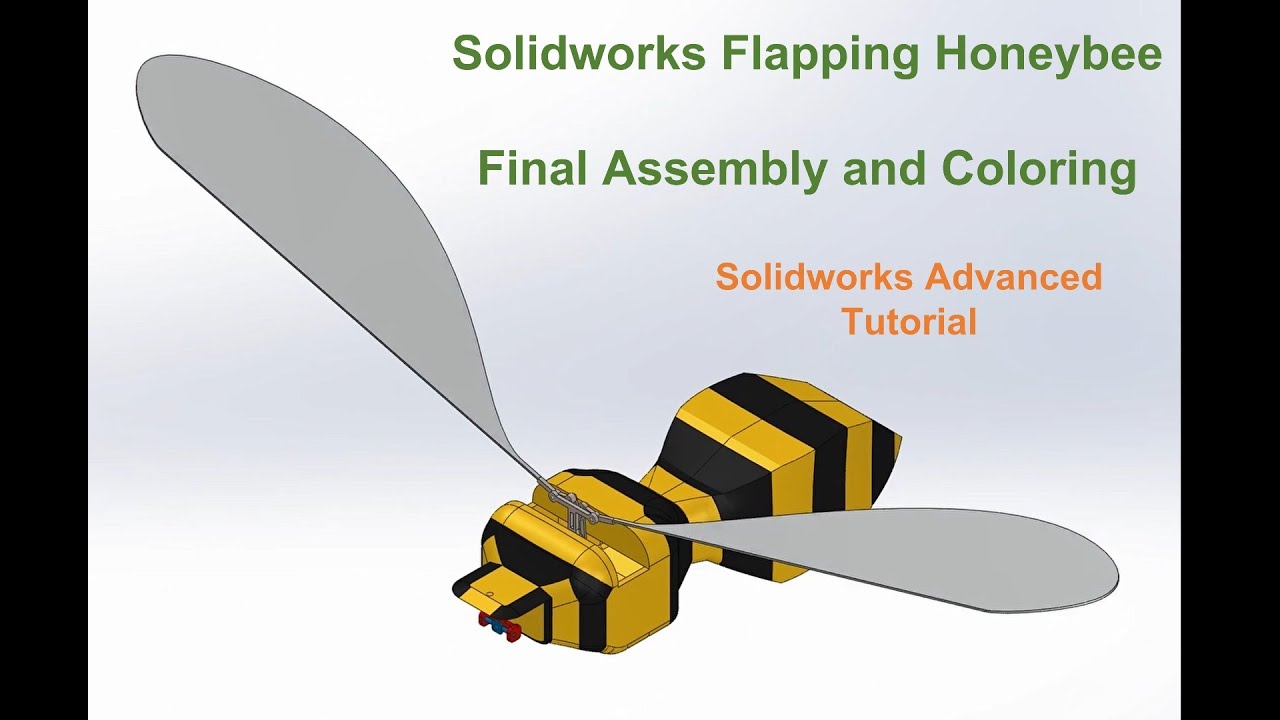 How to design a Flapping Honey Bee Drone in Solidworks? || Final assembly and coloring.