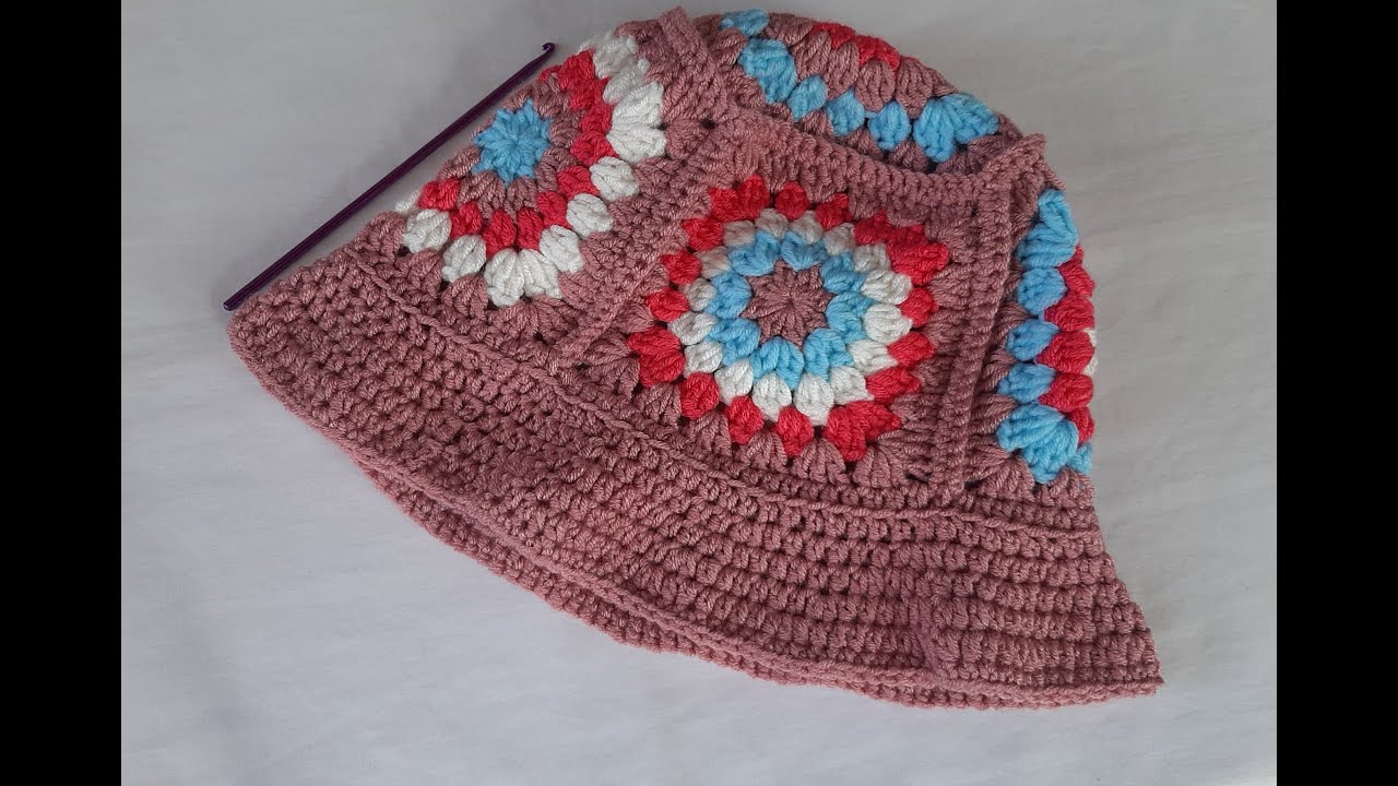 How to crochet granny square bucket hat easily - crochet granny square bucket hat