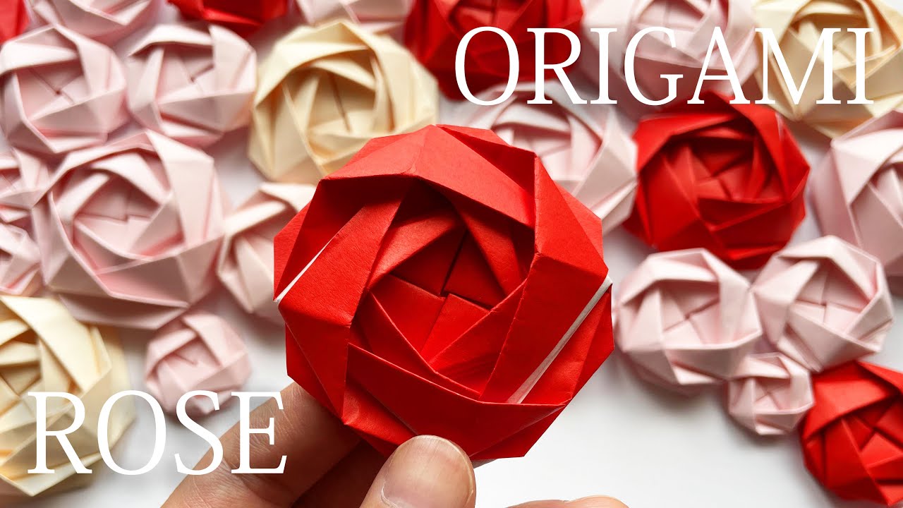 【花の折り紙】薔薇（ばら）の折り方音声解説付☆Origami Rose tutorial