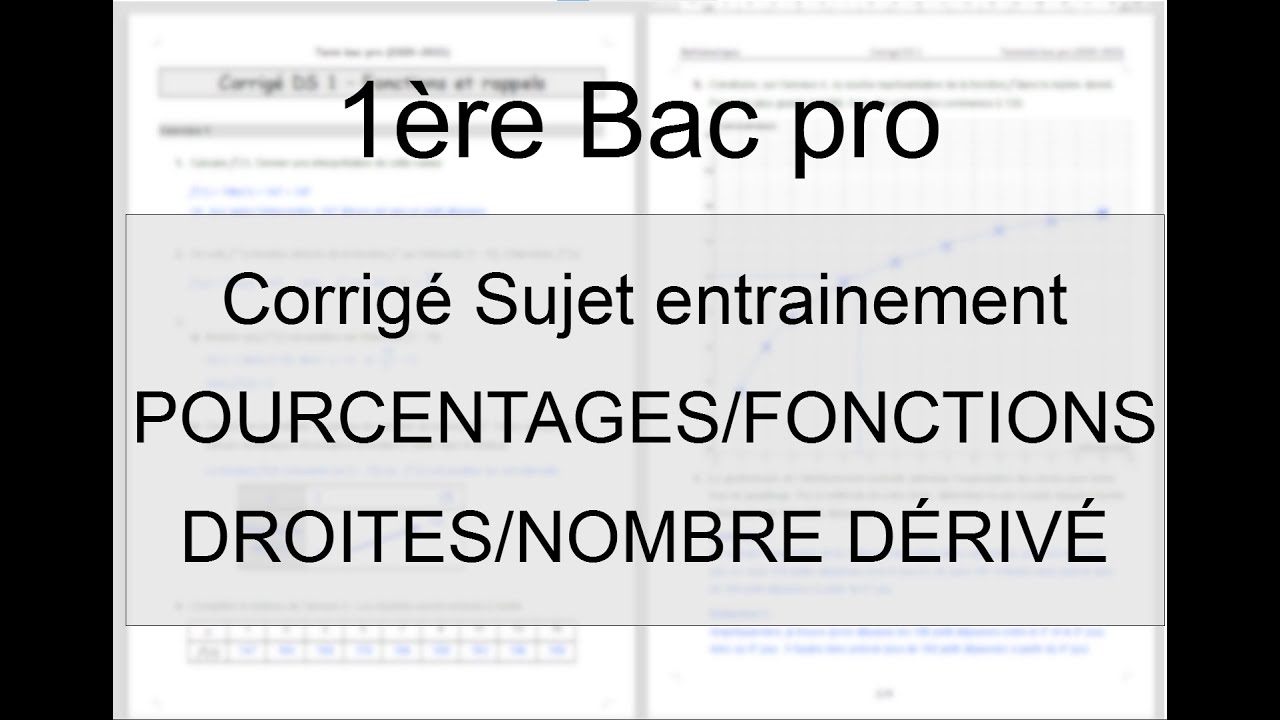 1ère bac pro - Corrigé sujet d'entrainement