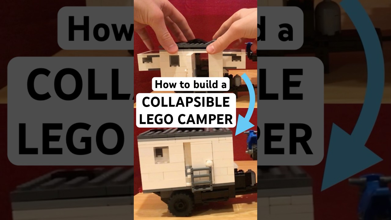 Collapsible camper trailer, LEGO MOC with slide-outs.