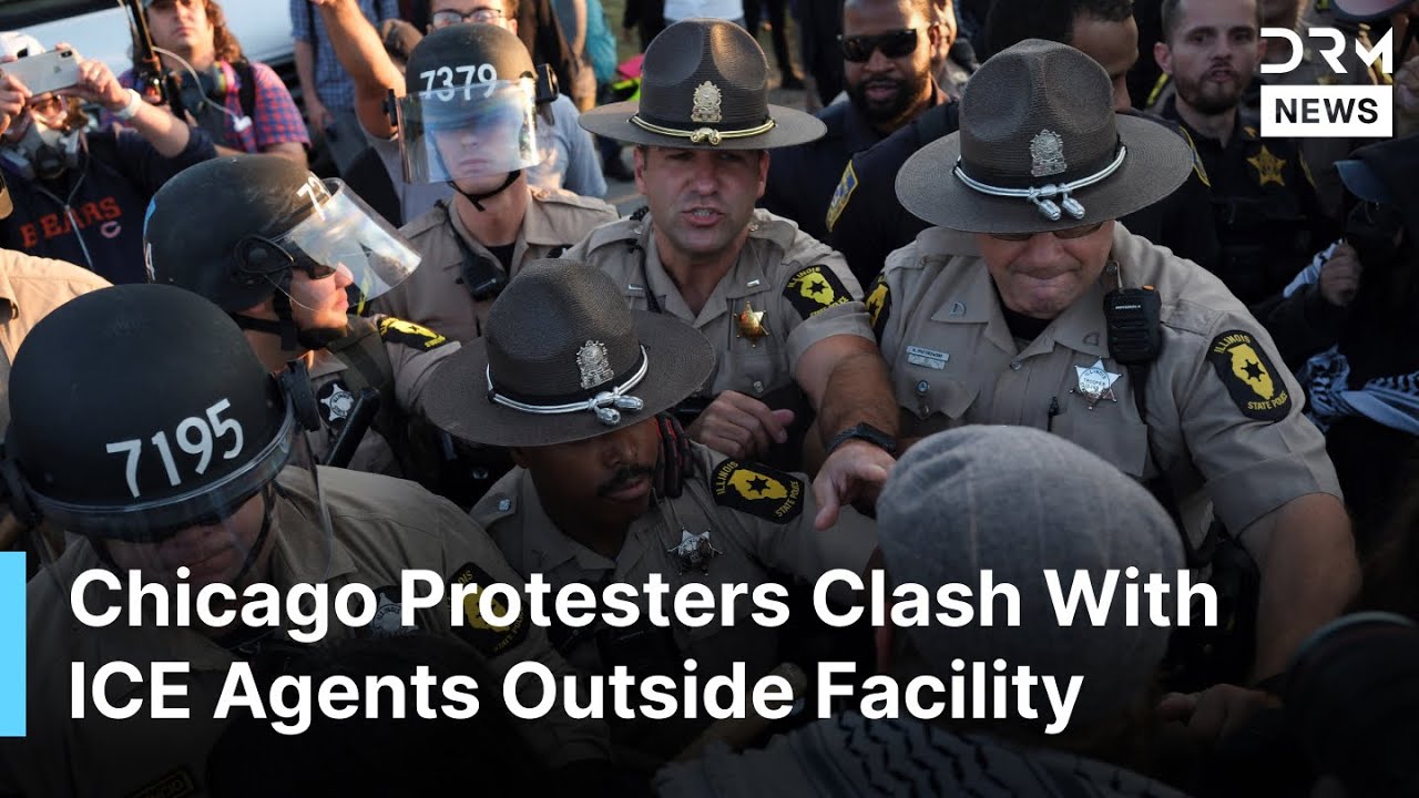 ВИДЕО: Столкновения агентов ICE с протестующими против Трампа в здании Broadview, Чикаго | AC1G