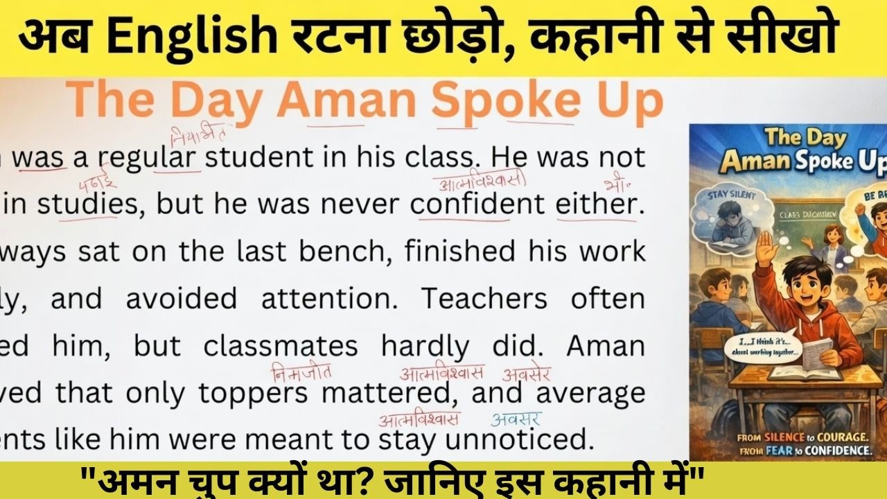 इस कहानी से सीखें English पढ़ना | The Day Aman Spoke Up - Hindi Translation & Grammar Lessons