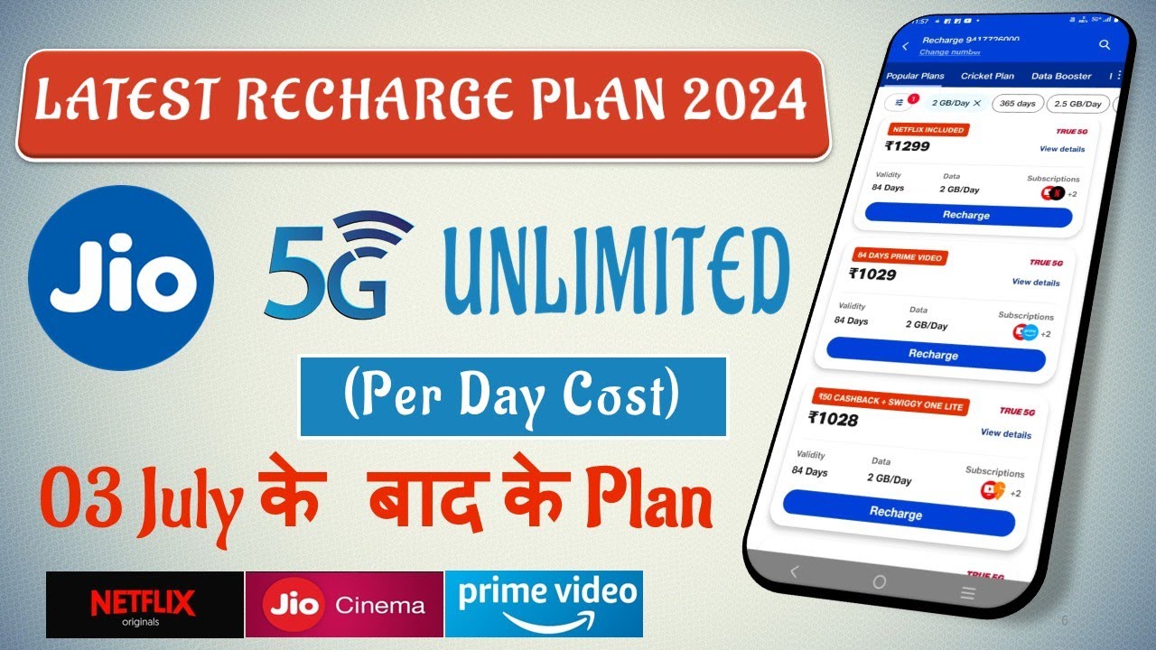 Jio New Recharge Plan 2024 5G Unlimited | Sasta Recharge Plan