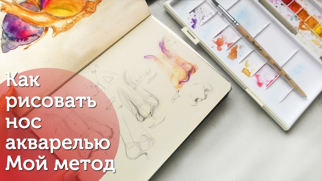 Как рисовать нос. Акварель - Мой способ/ How to paint Nose| watercolor