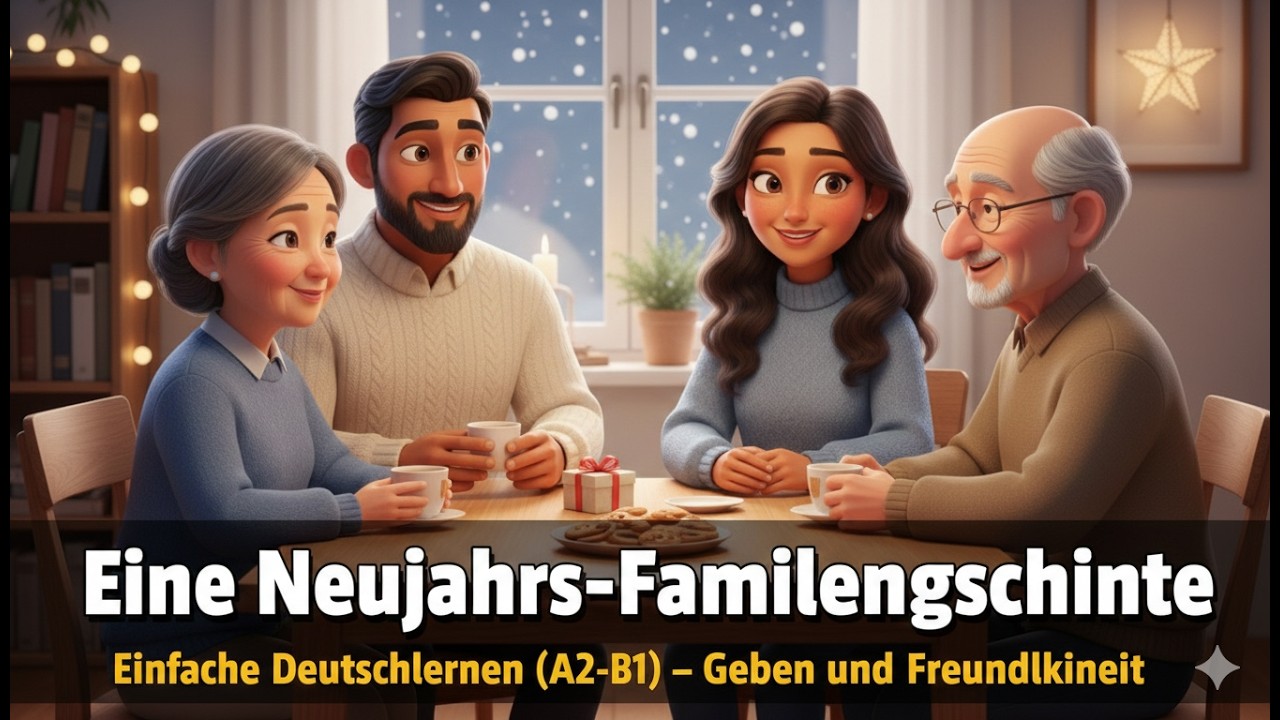 Eine Neujahrs-Familiengeschichte | Einfache Deutschlernen (A2-B1) – Geben und Freundlichkeit