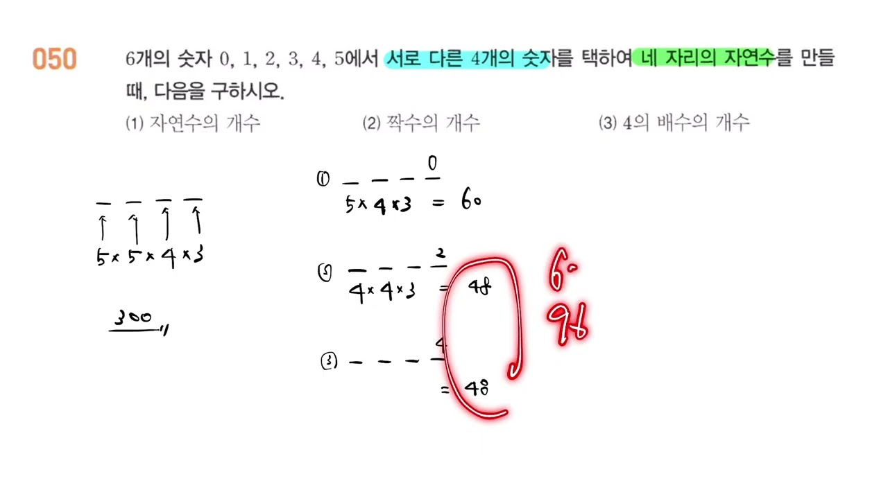 풍산자 공통수학1_ 대표문제 50번│8.경우의 수_02.순열
