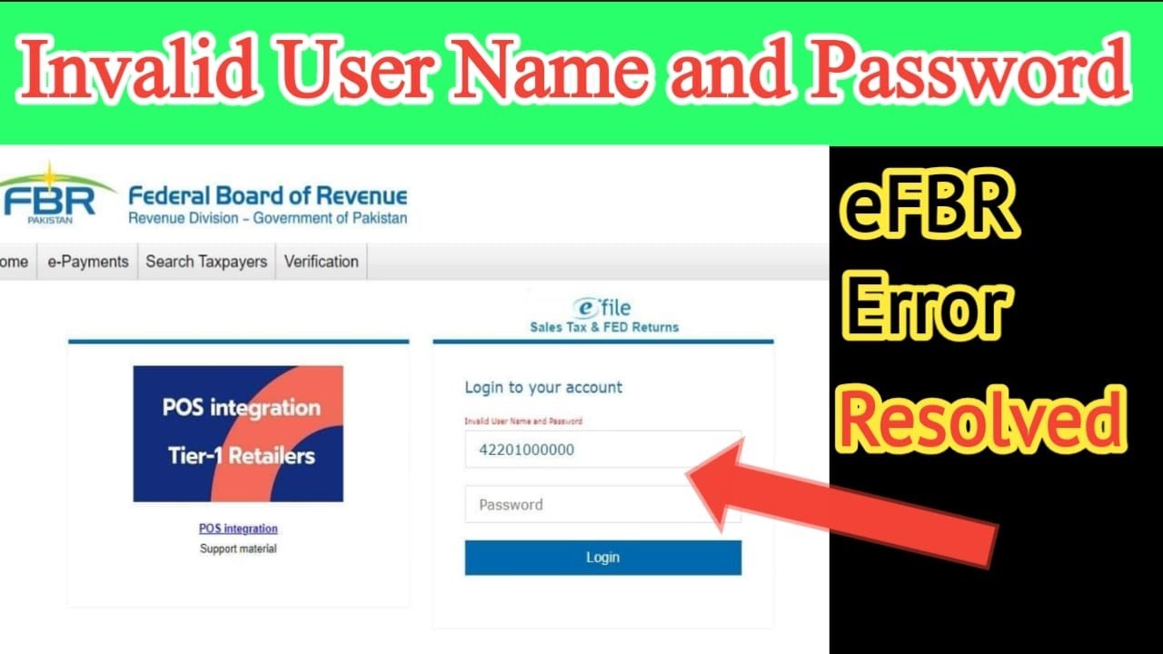 Invalid User Name and Password | eFBR Error Resolved | Financial Analyst