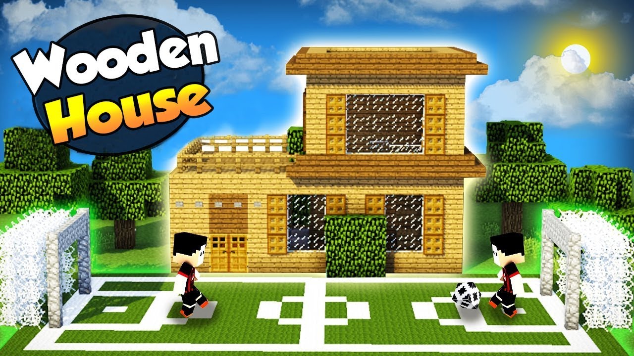 Minecraft: How to Build a Wooden House With a Football Field - Tutorial (#4)