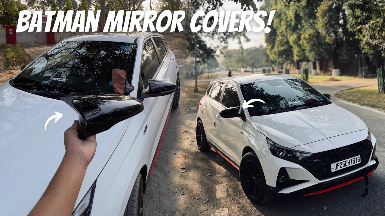 Batman Mirror Covers on my I20 Nline | PS MotoTube