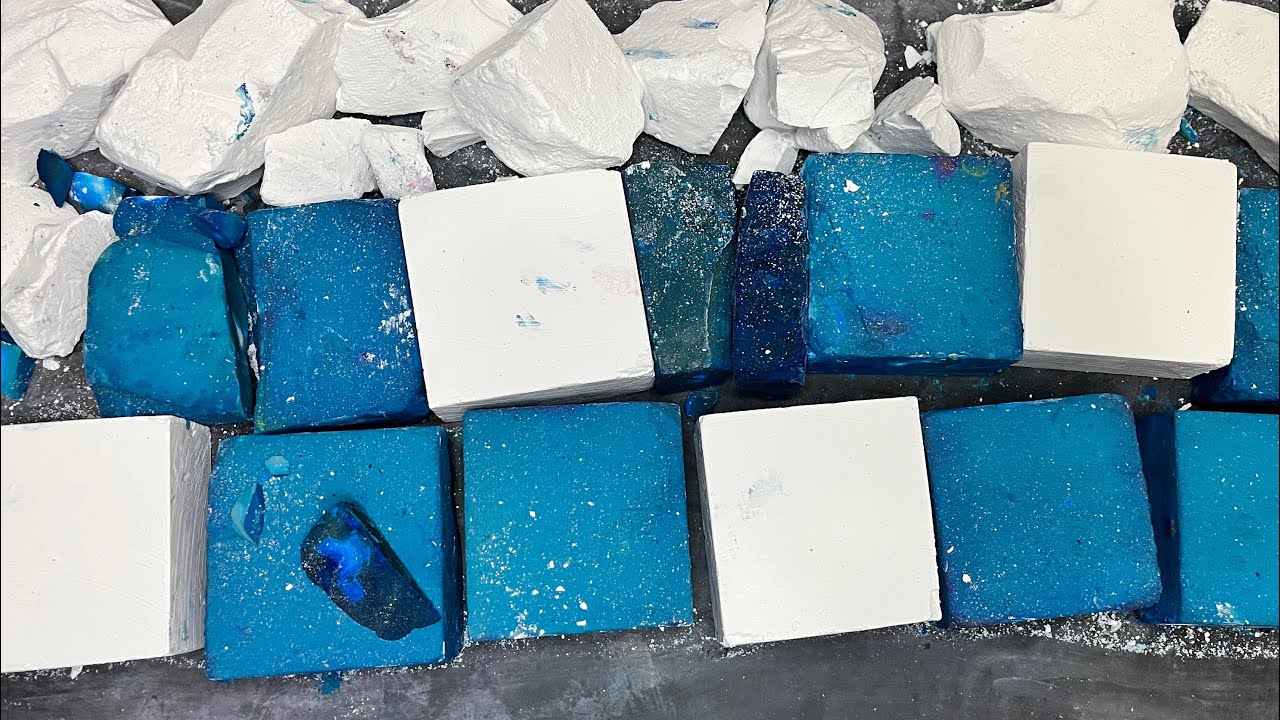 Blue and White Classic - Dyed Gym Chalk - Fresh Plain Blocks - Jumbo Chunks