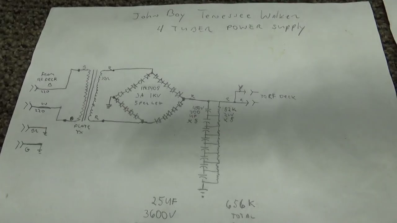 John Boy Johnboy Tennessee Walker 4 4cx250B Tube Linear Amplifier schematic only walkthru
