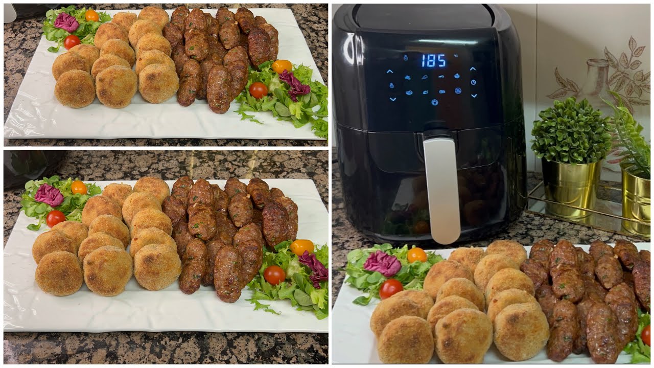 آقتراح جديد في المقلاة الهوائية 👌كما وعدتكم💖 معقودة البطاطس وأصابع الكفتة😍