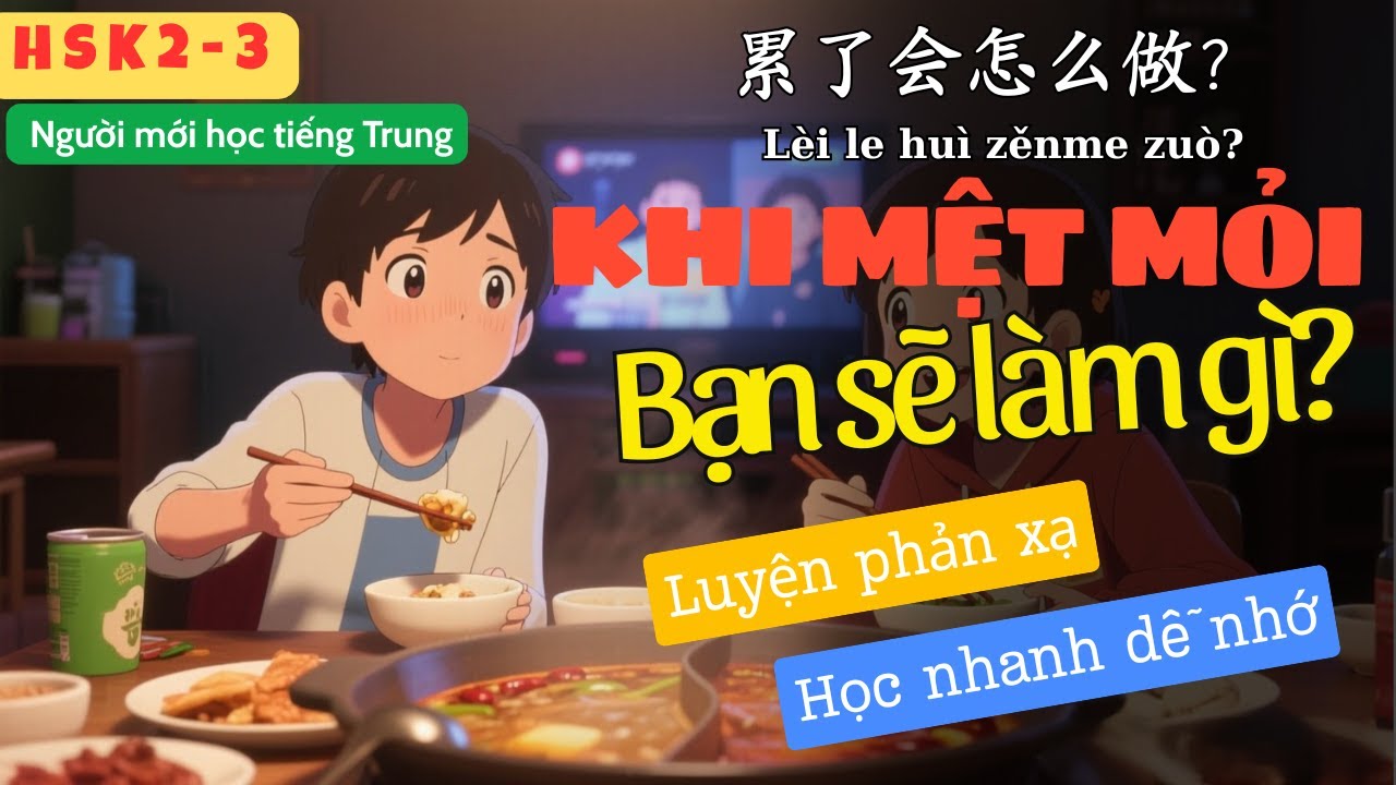 Luyện Phản Xạ Nói Tiếng Trung | Khi Mệt Mỏi Bạn Sẽ Làm Gì? | HSK 2-3