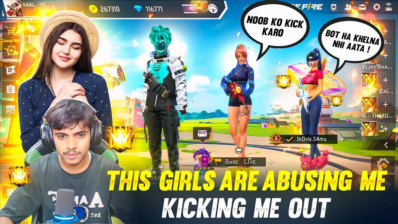 Me Vs 4 Pro girls 😨❤️ - grandmaster girls call me noob || papa ki pari ka attitude 😤 - free fire