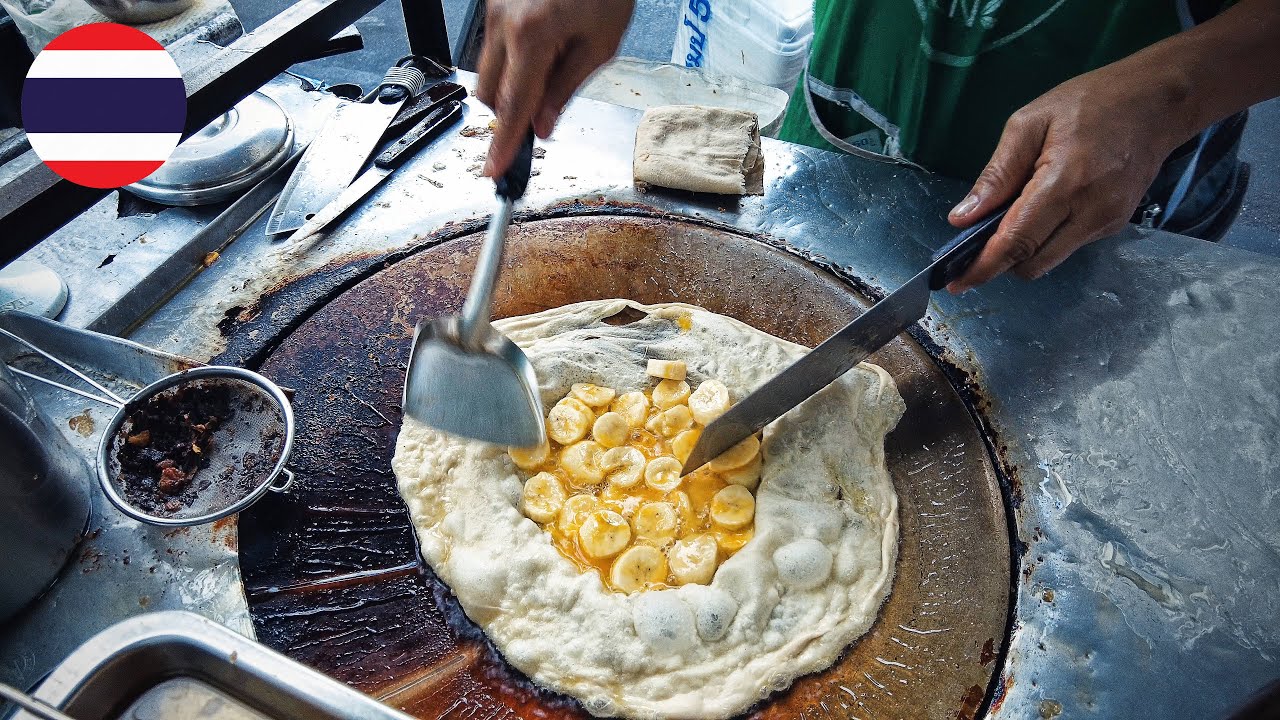 Thai Roti Banana Egg Pancake в Sala Daeng - Бангкок, Таиланд Street Food