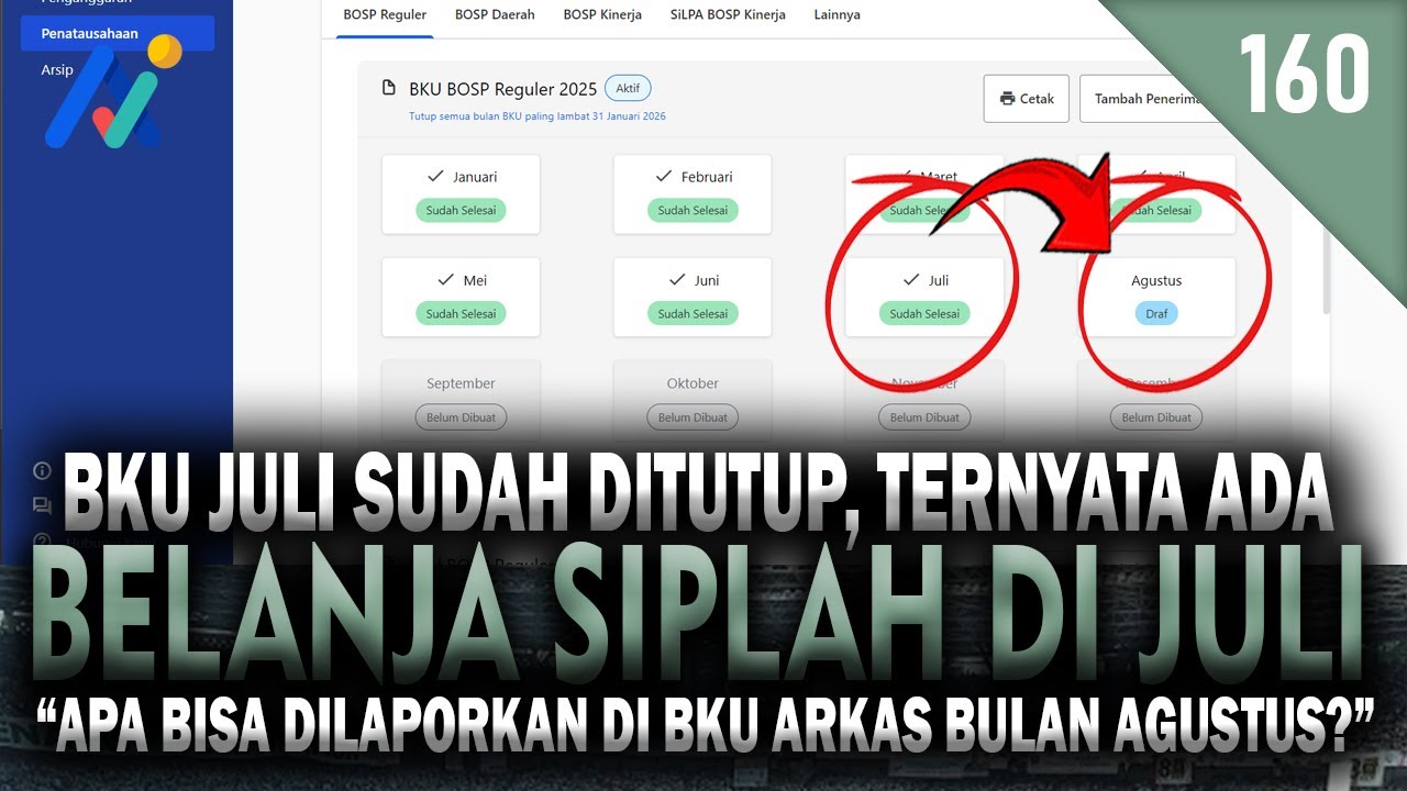 BKU Juli Sudah Ditutup, Ada Belanja Siplah Bulan Juli, BISA/TDK dimasukan di BKU ARKAS AGUSTUS?