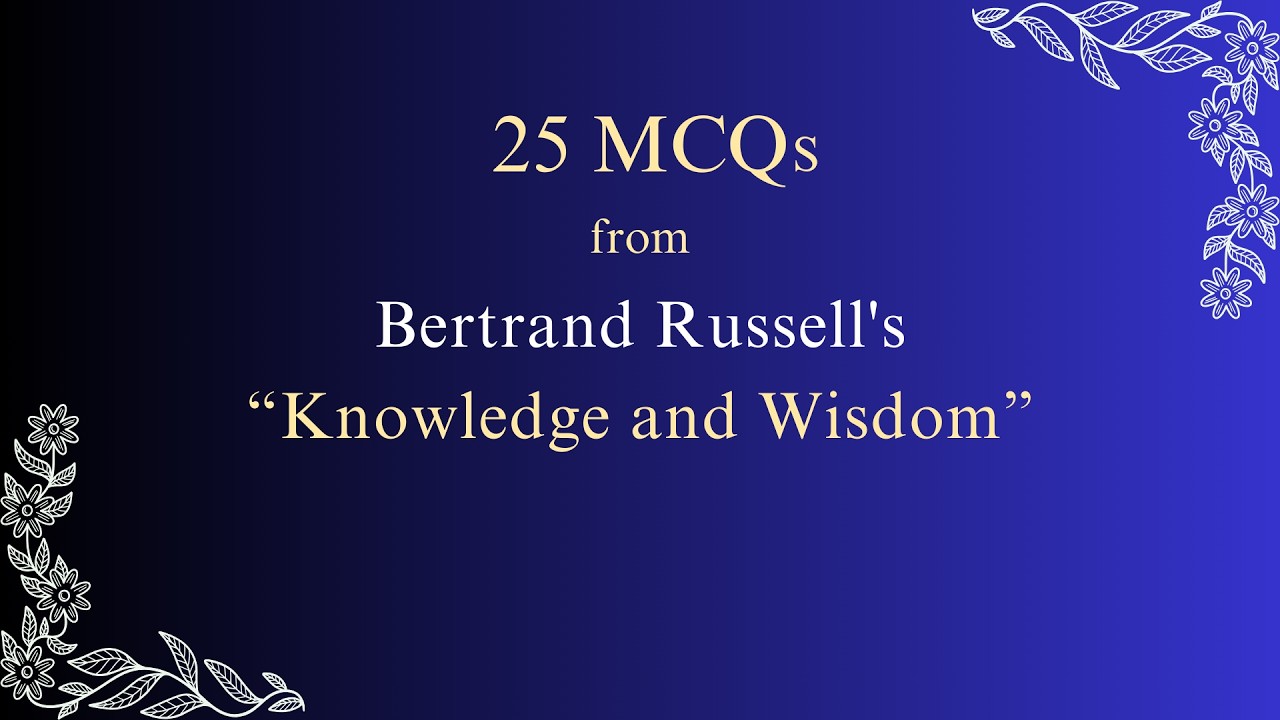 MCQ I Knowledge and Wisdom I Unit 7 I UG TRB English