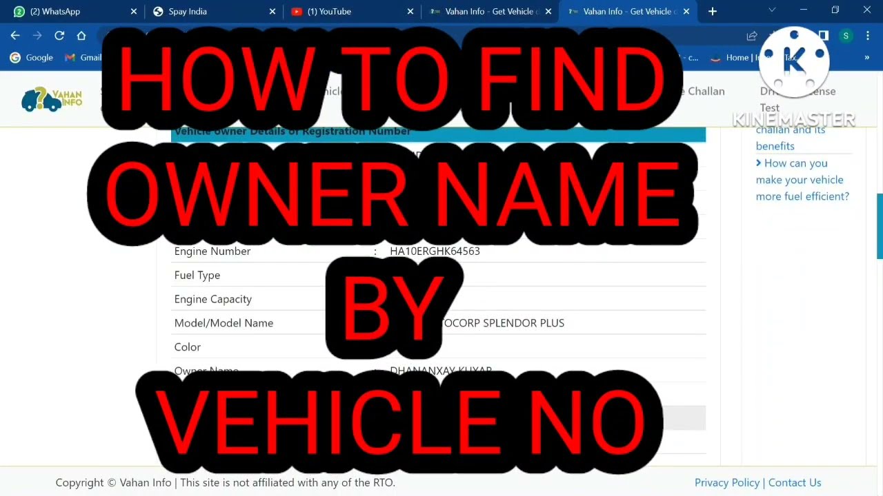 HOW TO FIND OWNER NAME BY VEHICLE NUMBER