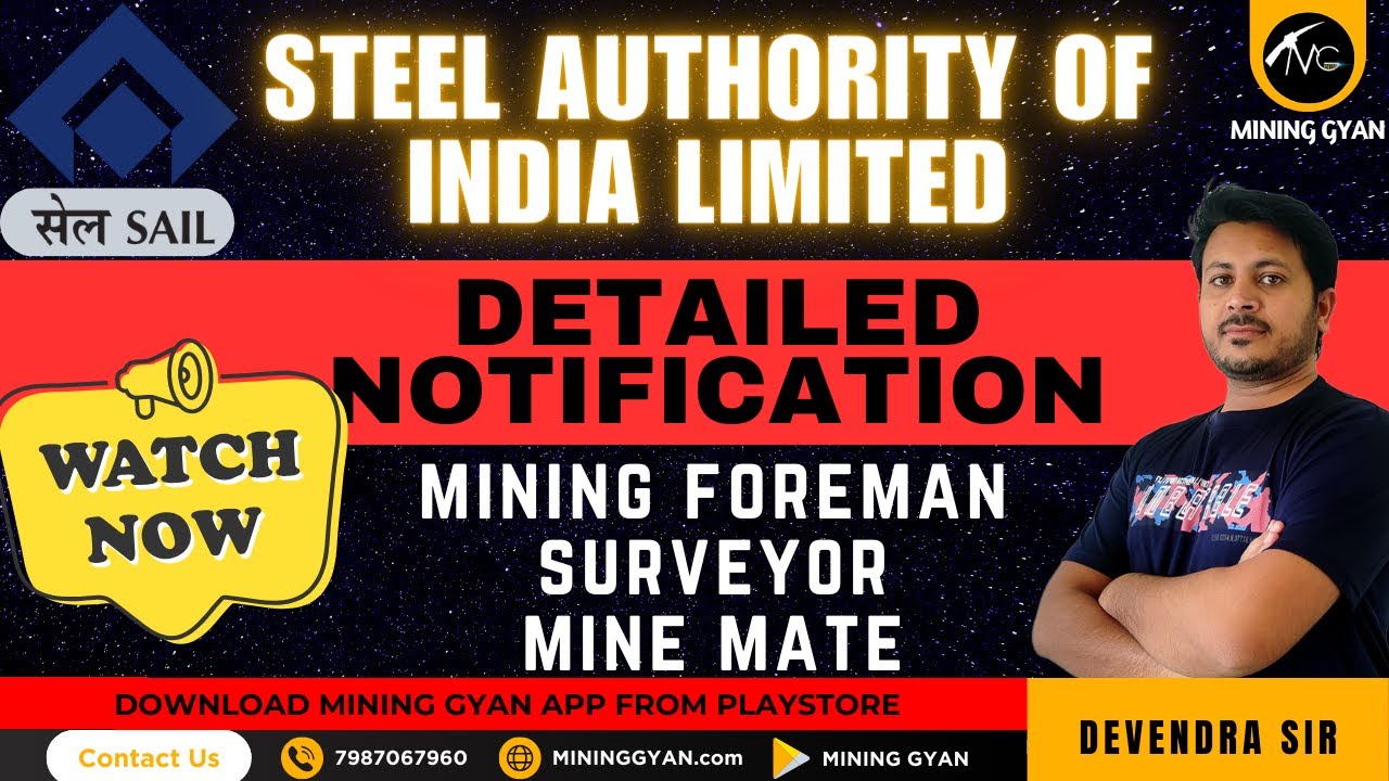 SAIL VACANCY || Mining Foreman || Surveyor || Mine mate || Notification | devendra sir | mining gyan
