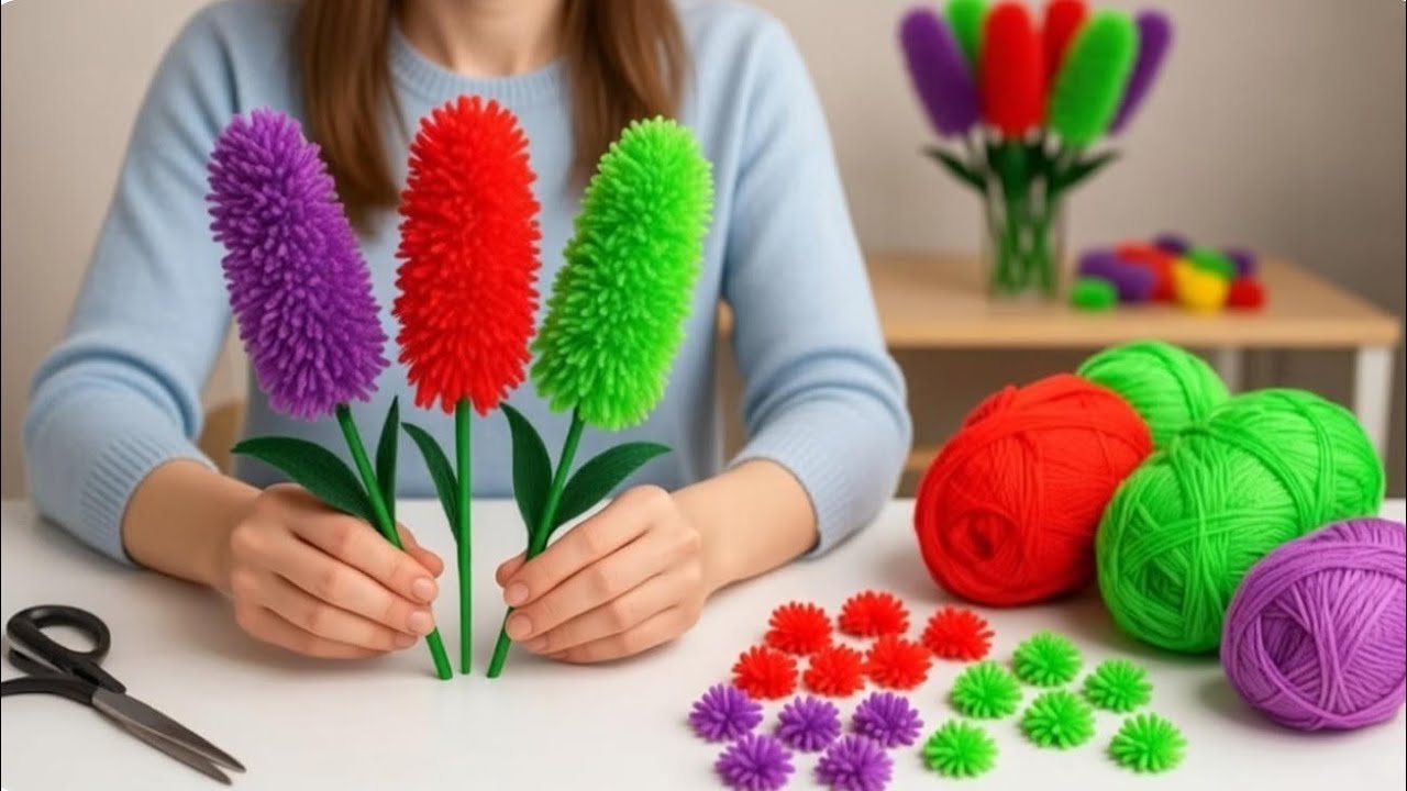 🌷Make this yarn flower and friends will ask where you bought it!🧶