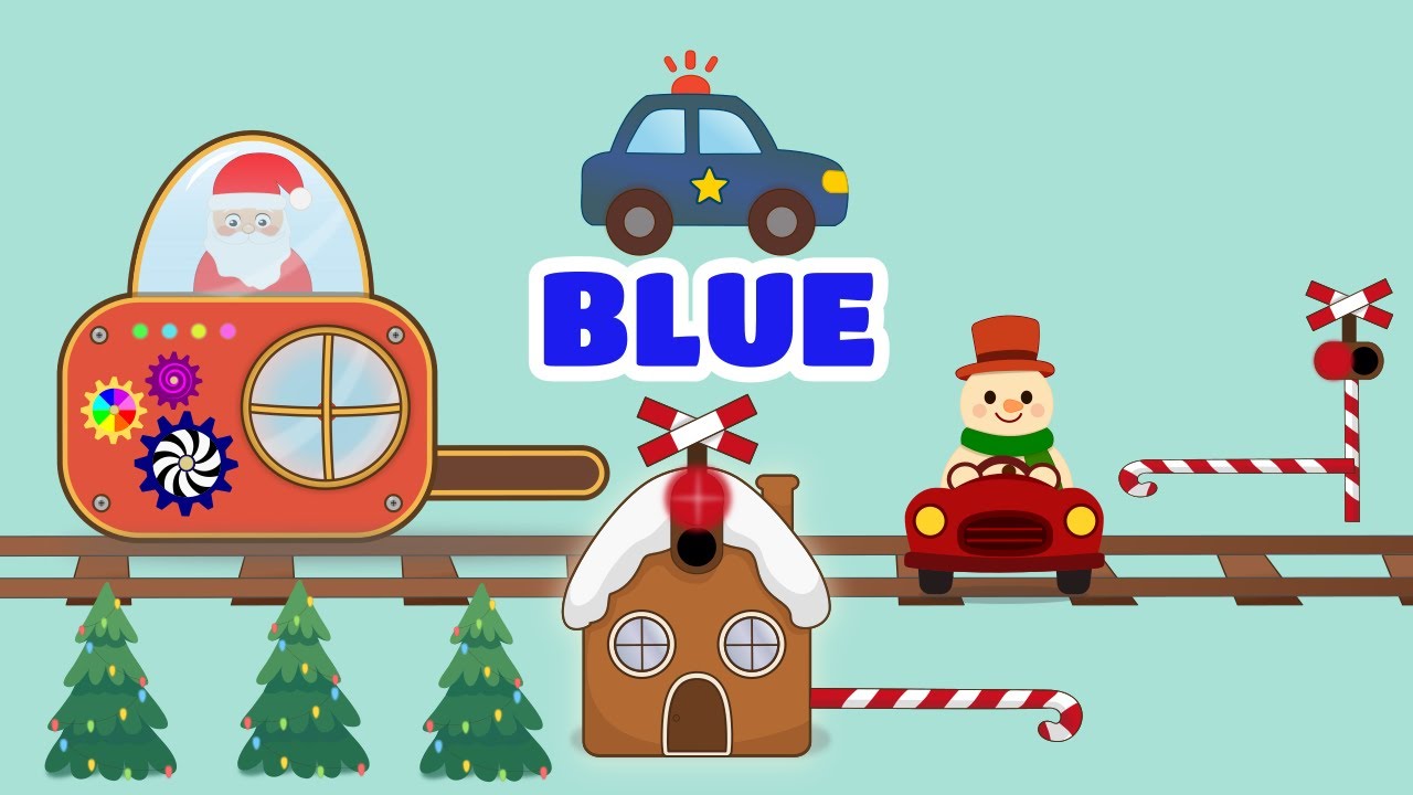 Świąteczne pociągi • Learning colors with Christmas railroad crossing and train - level crossing