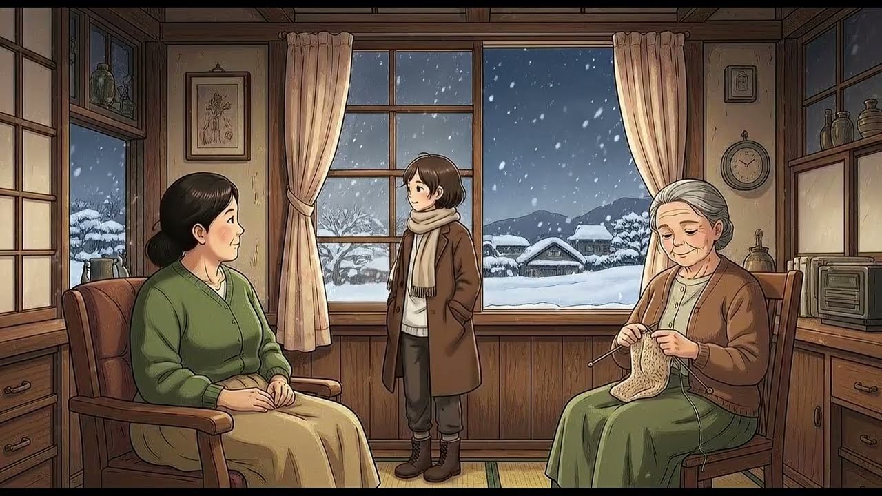 A Snowy Village Evening ❄️ Footsteps, Lantern & Peaceful Waiting | Cozy Ghibli-Style ASMR Story.