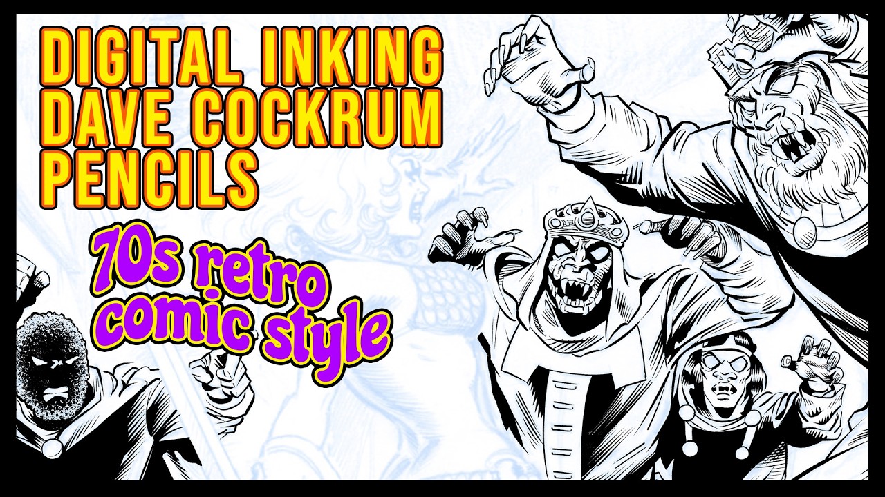 The Process of Digitally Inking 1970s Comic Art: 70s retro comic style