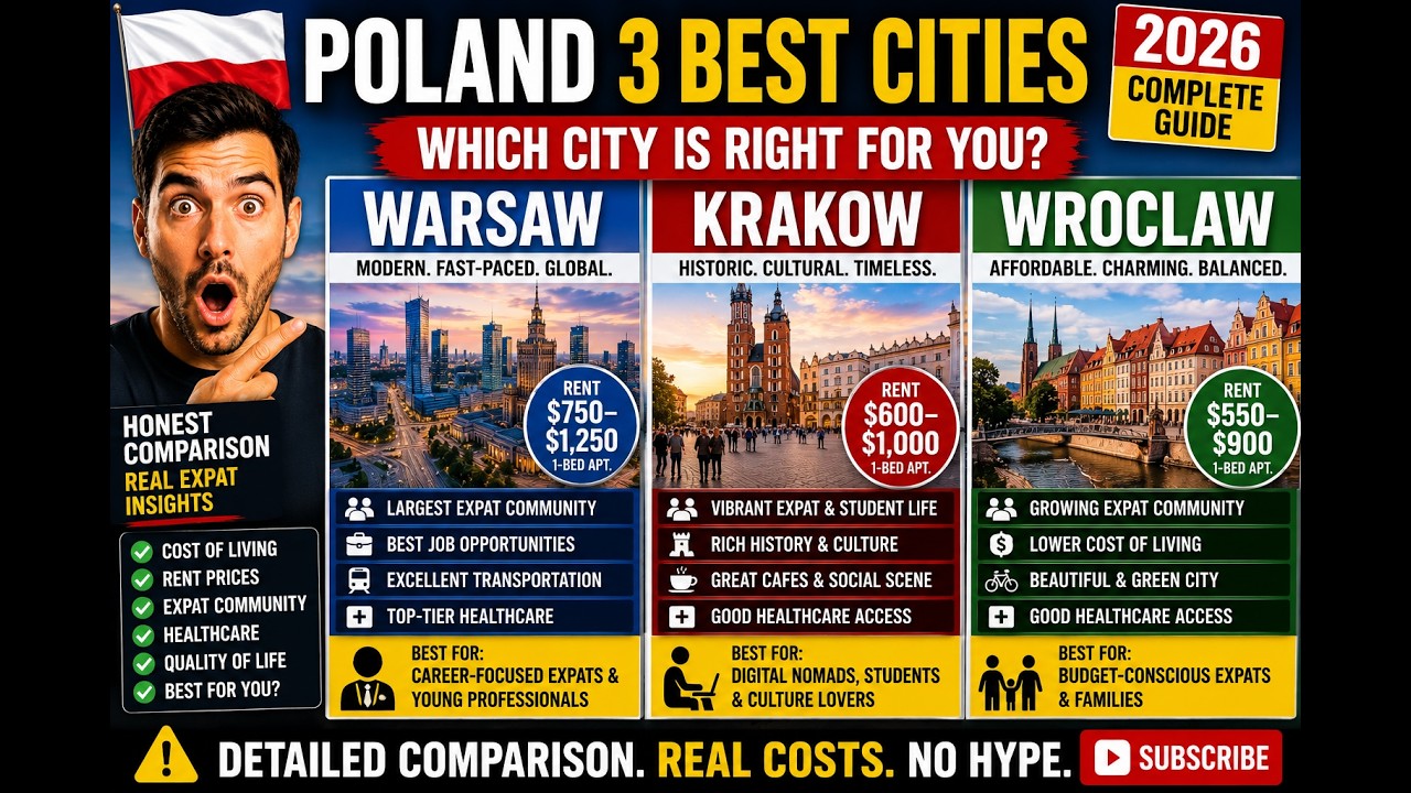 Najlepsze miasta w Polsce dla ekspat&oacute;w: Warszawa vs Krak&oacute;w vs Wrocław