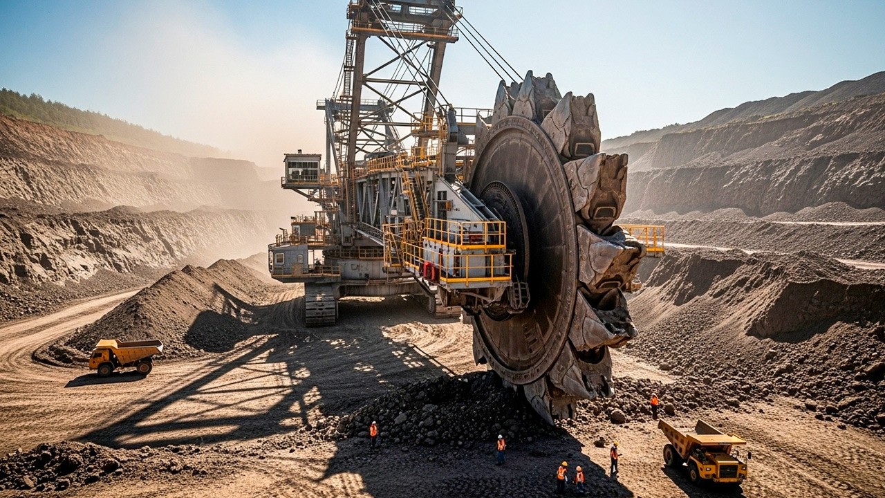 La Construction des Carri&egrave;res : Le Travail des Pelles de 1000 Tonnes