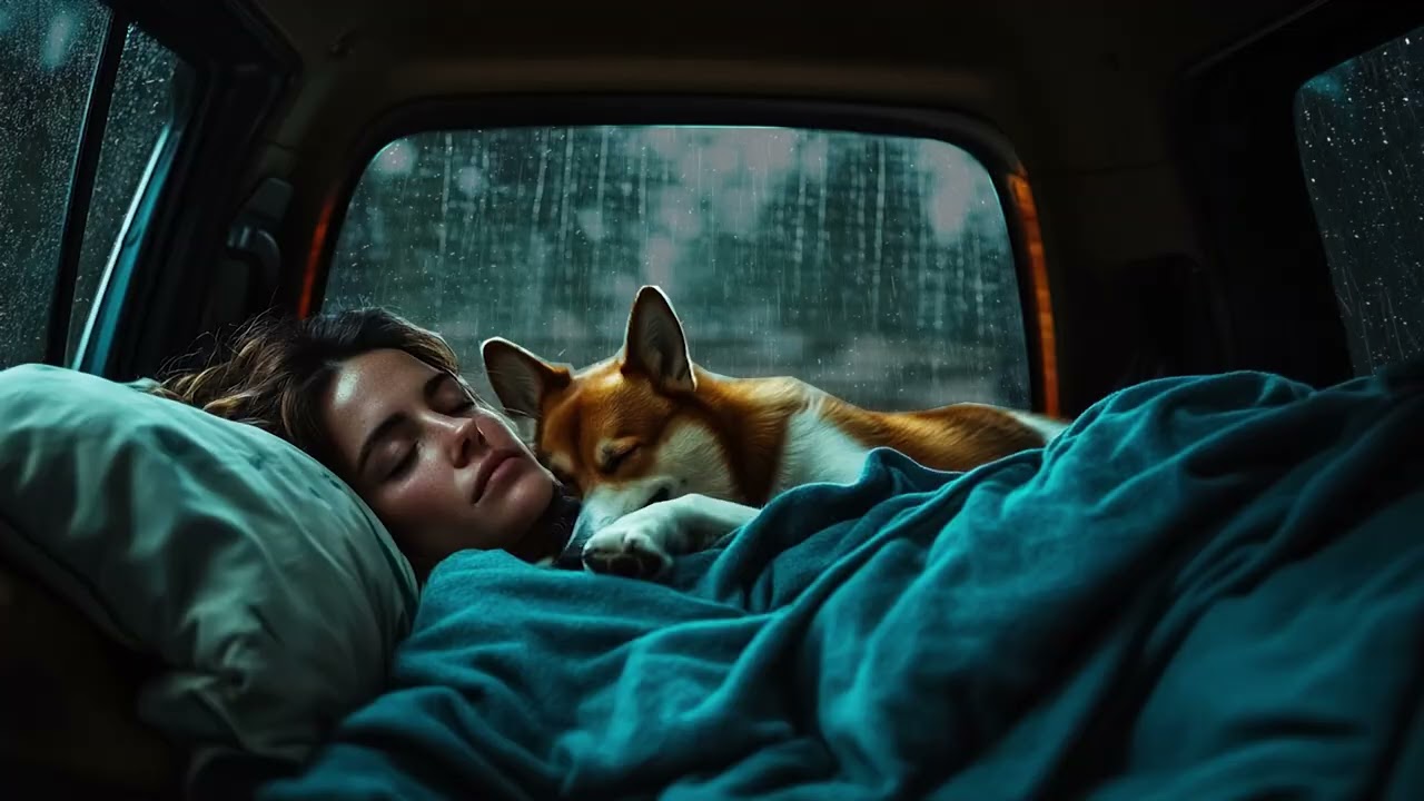 All Night Rain on Car Windows with Gentle Thunder | ASMR Sleep