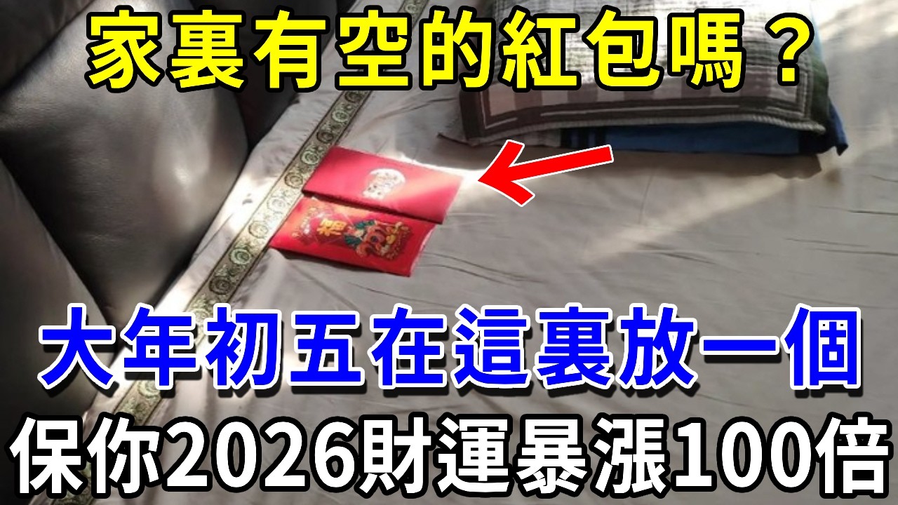 家裏有空紅包？2月21號大年初五，在家中「這個地方」放一個，保你2026赤馬年財源滾滾來！|萬事皆福#風水 #運勢 #財運
