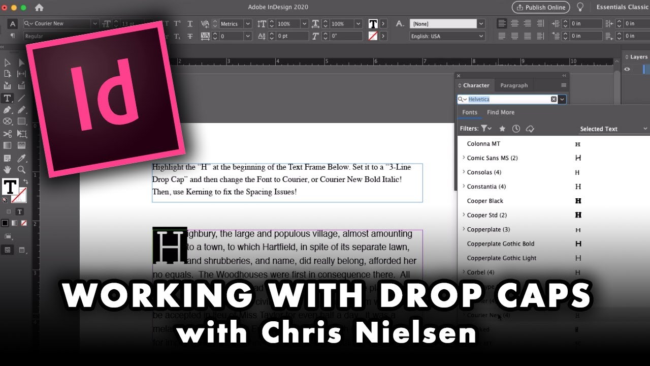 Working with Drop Caps in an InDesign Text Frame