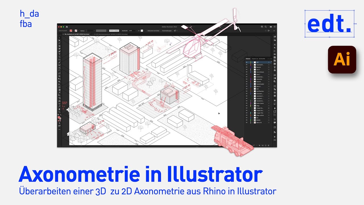 Axonometrie mit Adobe Illustrator ausarbeiten